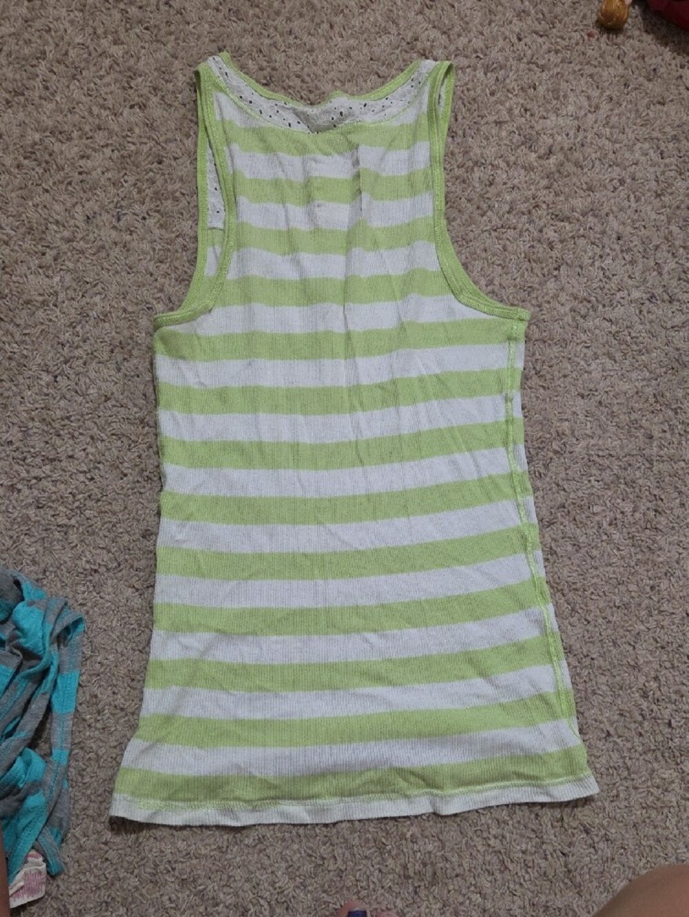 Hollister Lime Green & White Striped Racerback Tank - Picture 2 of 3